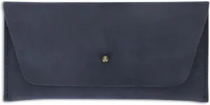 Leather Currency Pouch Large Flap Continental Wallet, Utility Organizer Bag for Cash Coins Travel Leather Money Pouch Currency Envelope Storage Bag and Cash Organizer for Men Women (Blue)