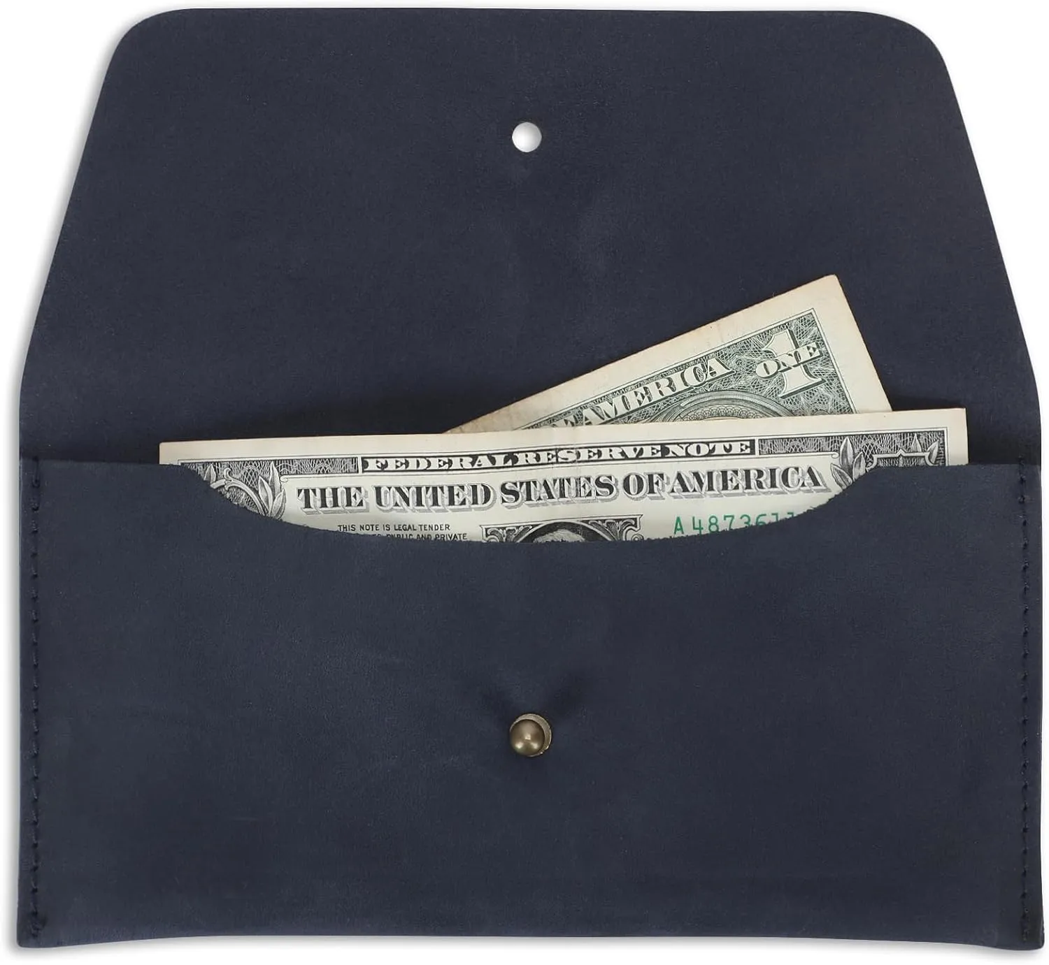 Leather Currency Pouch Large Flap Continental Wallet, Utility Organizer Bag for Cash Coins Travel Leather Money Pouch Currency Envelope Storage Bag and Cash Organizer for Men Women (Blue)