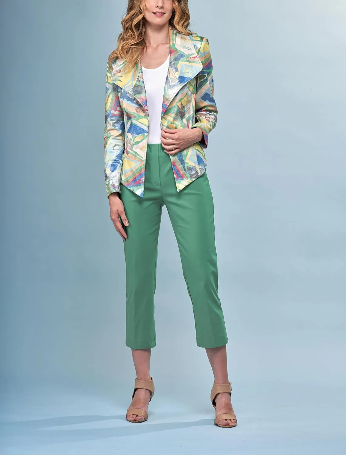 Lena Gabrielle 4 Way Stretch Faux Vegan Metallic Leather Moto Jacket in Liquid Candy Joy, BCJ76A03SHPR