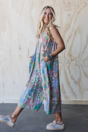 Leona Paisley Print Jumpsuit - Lime