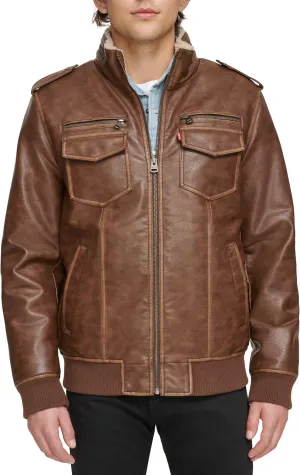 Levi's Men's Faux Leather Aviator Bomber Jacket (Regular & Big & Tall Sizes)