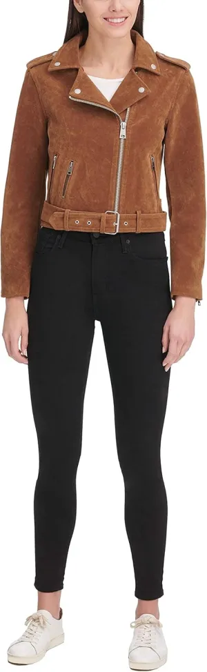 Levi's Women's Faux Leather Belted Motorcycle Jacket (Standard & Plus Sizes)