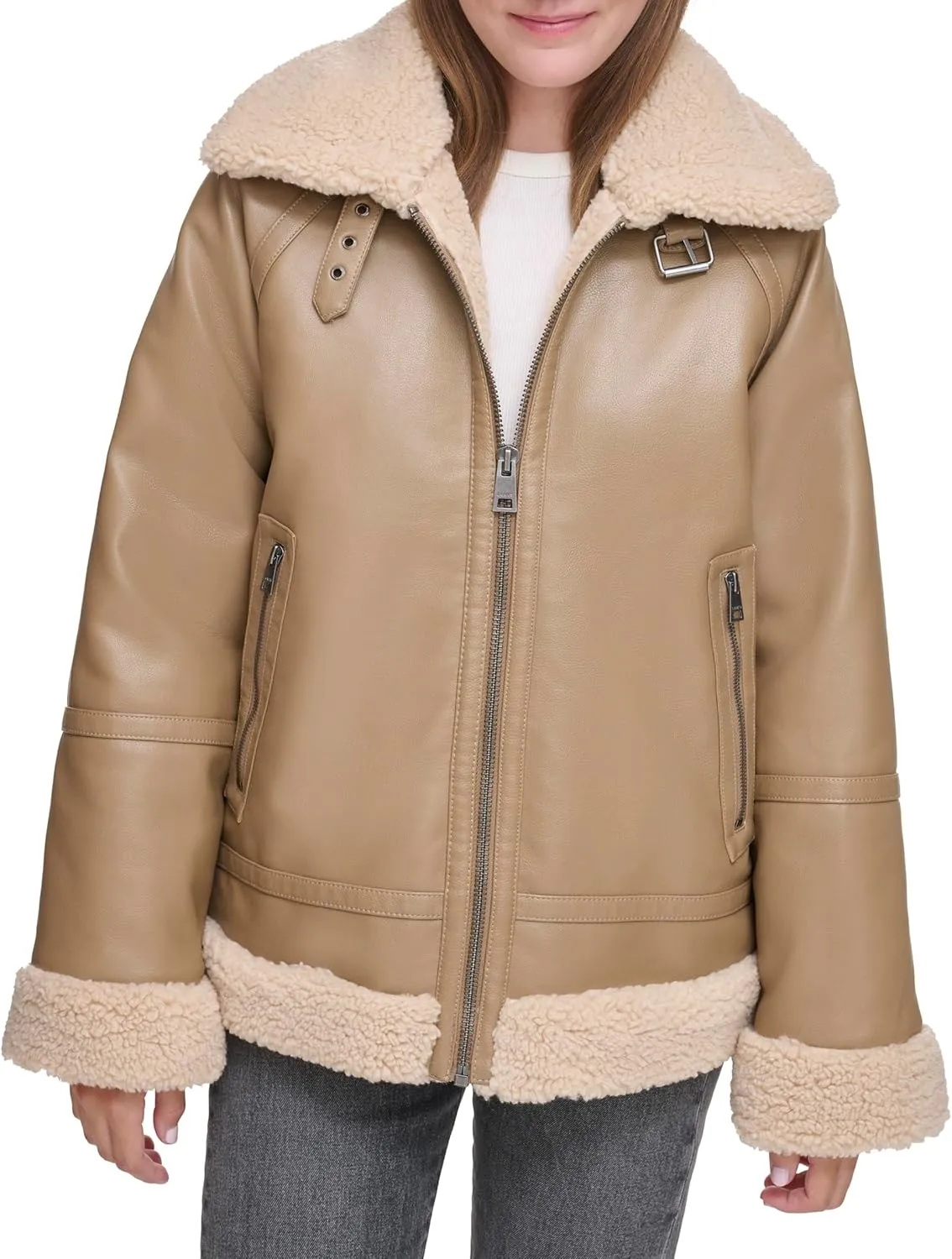 Levi's Women's Faux Leather Relaxed Aviator Jacket