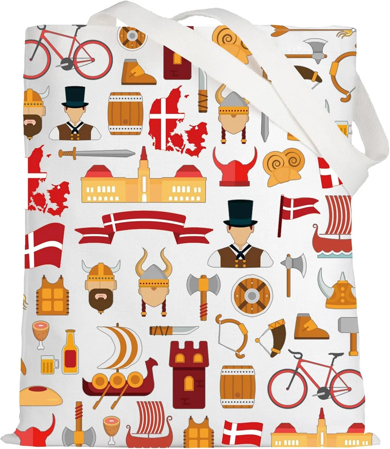 LEVLO Denmark Travel Culture Gift Danish Theme Travel Pouch Bag Europe Denmark Landmarks Gift Denmark Souvenir Gift (Denmark Tote)
