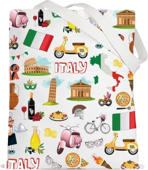 LEVLO Italy Travel Pouch Bag Rome Souvenir Gift Pisa Tower Colosseum Venice Carnival Zipper Pouch Bag Italy Trip Gift (Italy Tote)