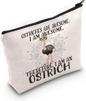 LEVLO Ostrich Cosmetic Makeup Bag Ostrich Lover Gift Ostriches Are Awesome Makeup Zipper Pouch Bag For Ostrich Fans (Ostriches Are Awesome)
