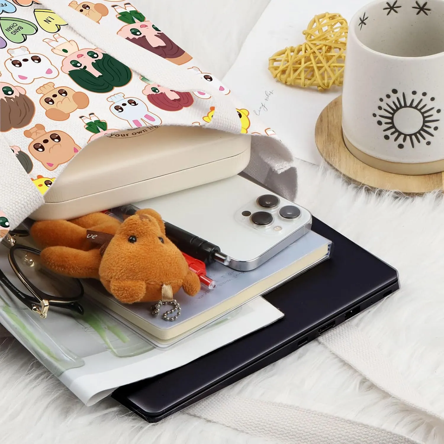 LEVLO SKZ Cosmetic Makeup Bag SKZ K-POP Fans Gift K-POP Cartoon Member Makeup Zipper Pouch Bag (SKZ Tote)