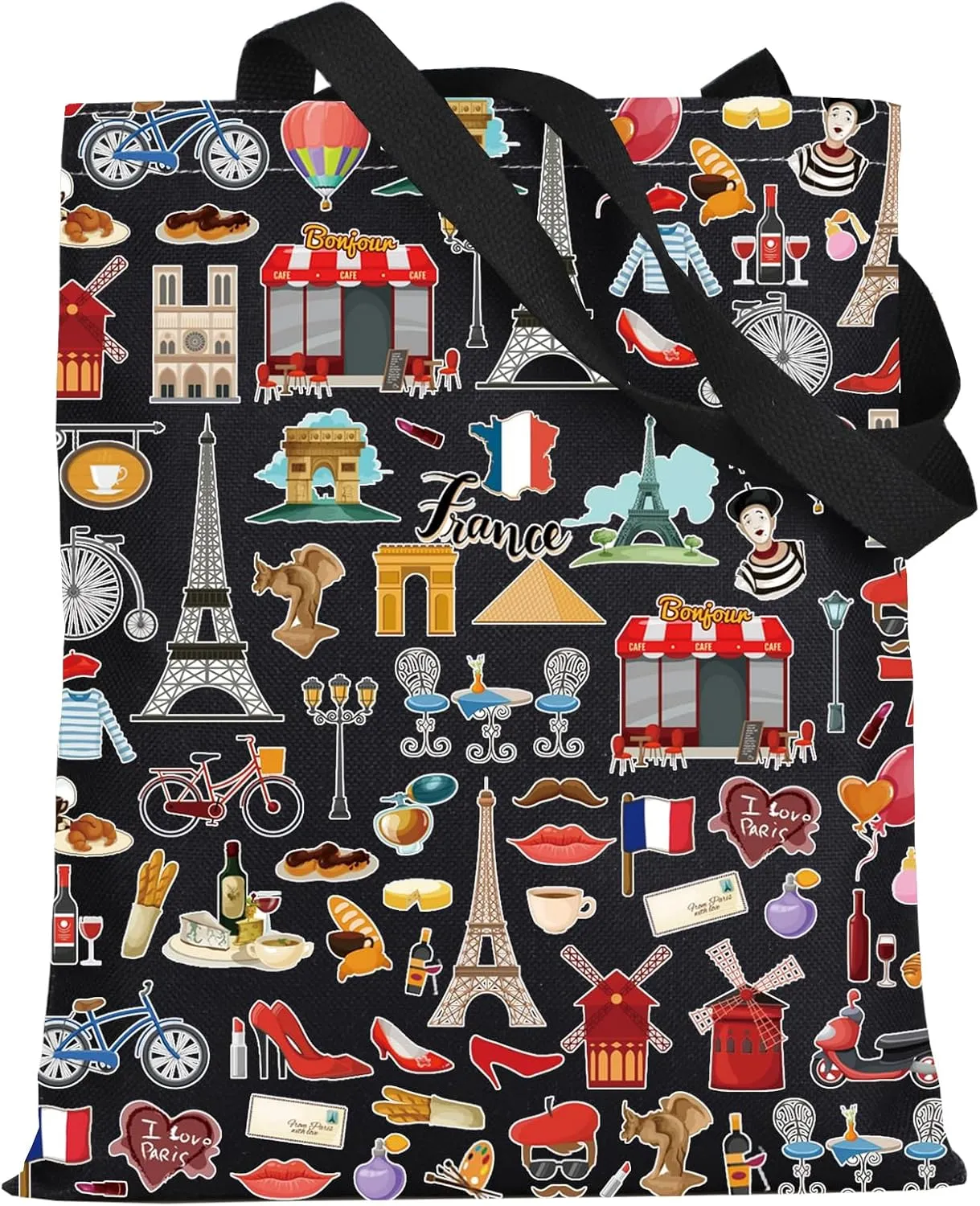 LEVLO Travel Pouch - French Theme, Paris Landmarks, Souvenir Gift