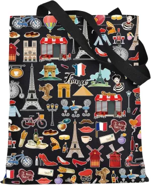 LEVLO Travel Pouch - French Theme, Paris Landmarks, Souvenir Gift