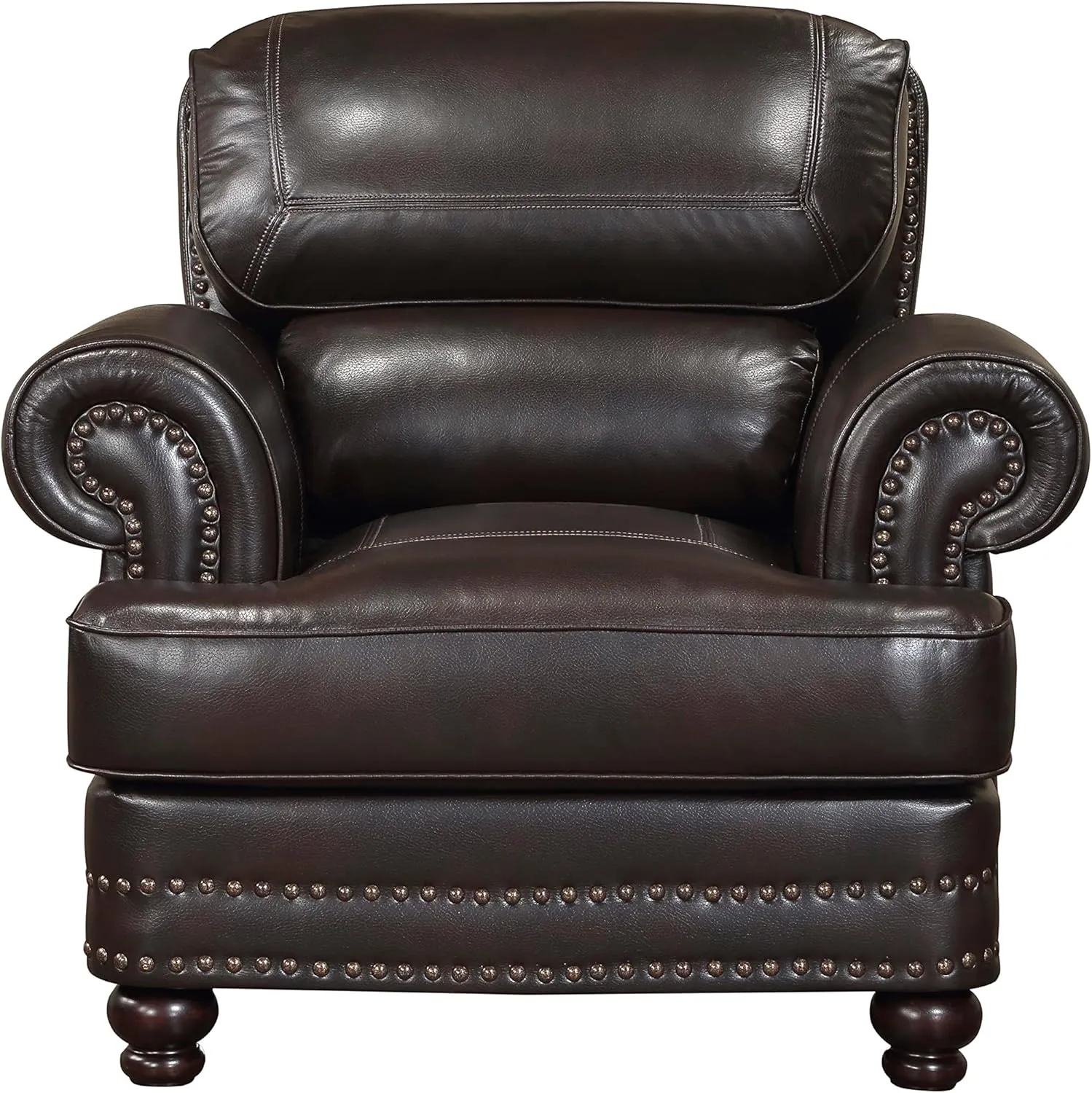 Lexicon Sébastien Breathable Faux Leather Living Room Chair, Brown