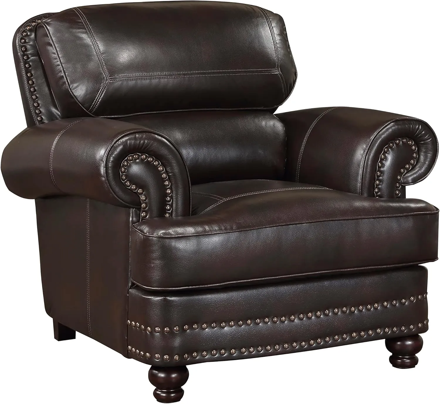 Lexicon Sébastien Breathable Faux Leather Living Room Chair, Brown
