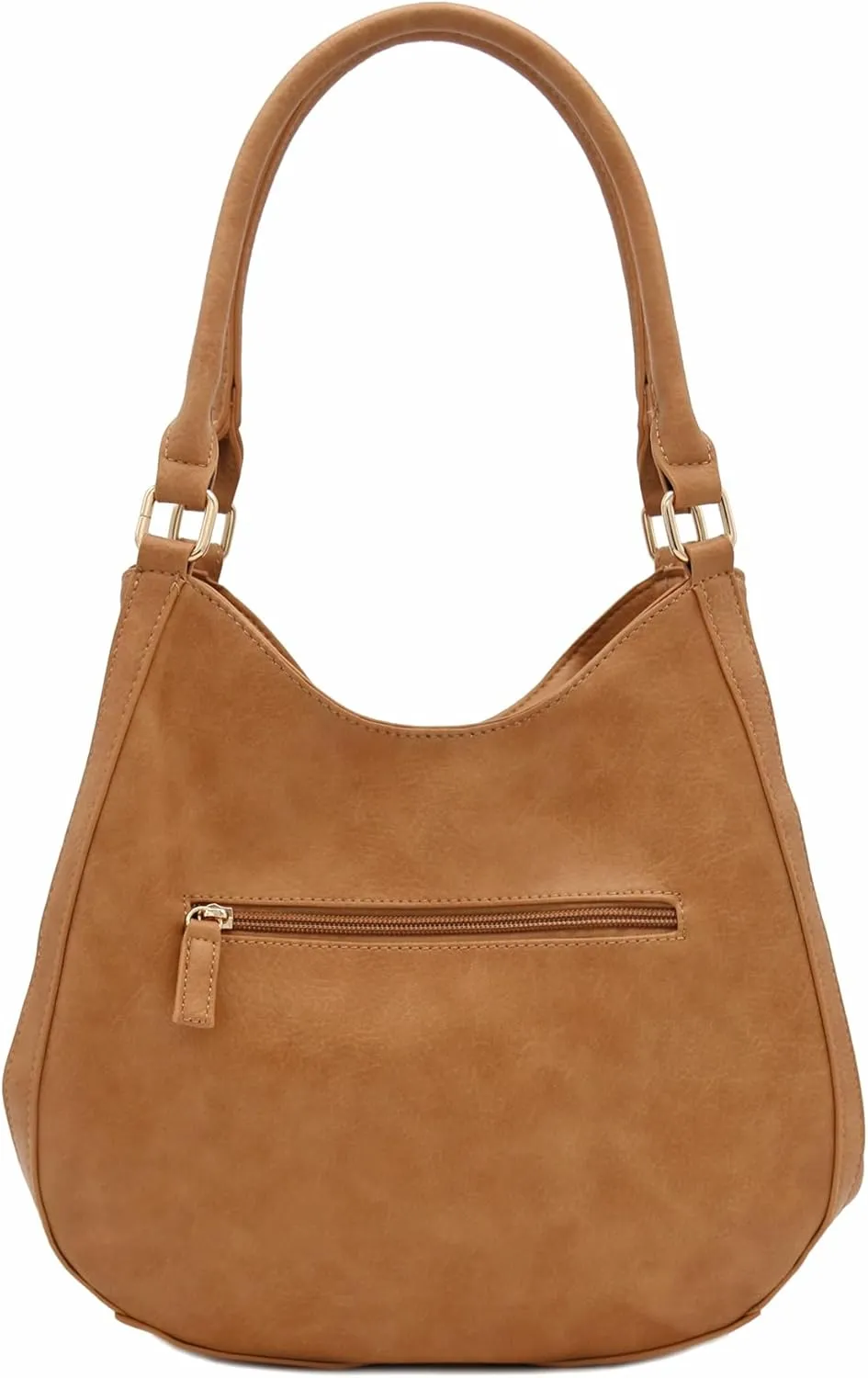 Lightweight 3 Compartment Faux Leather Medium Hobo Bag