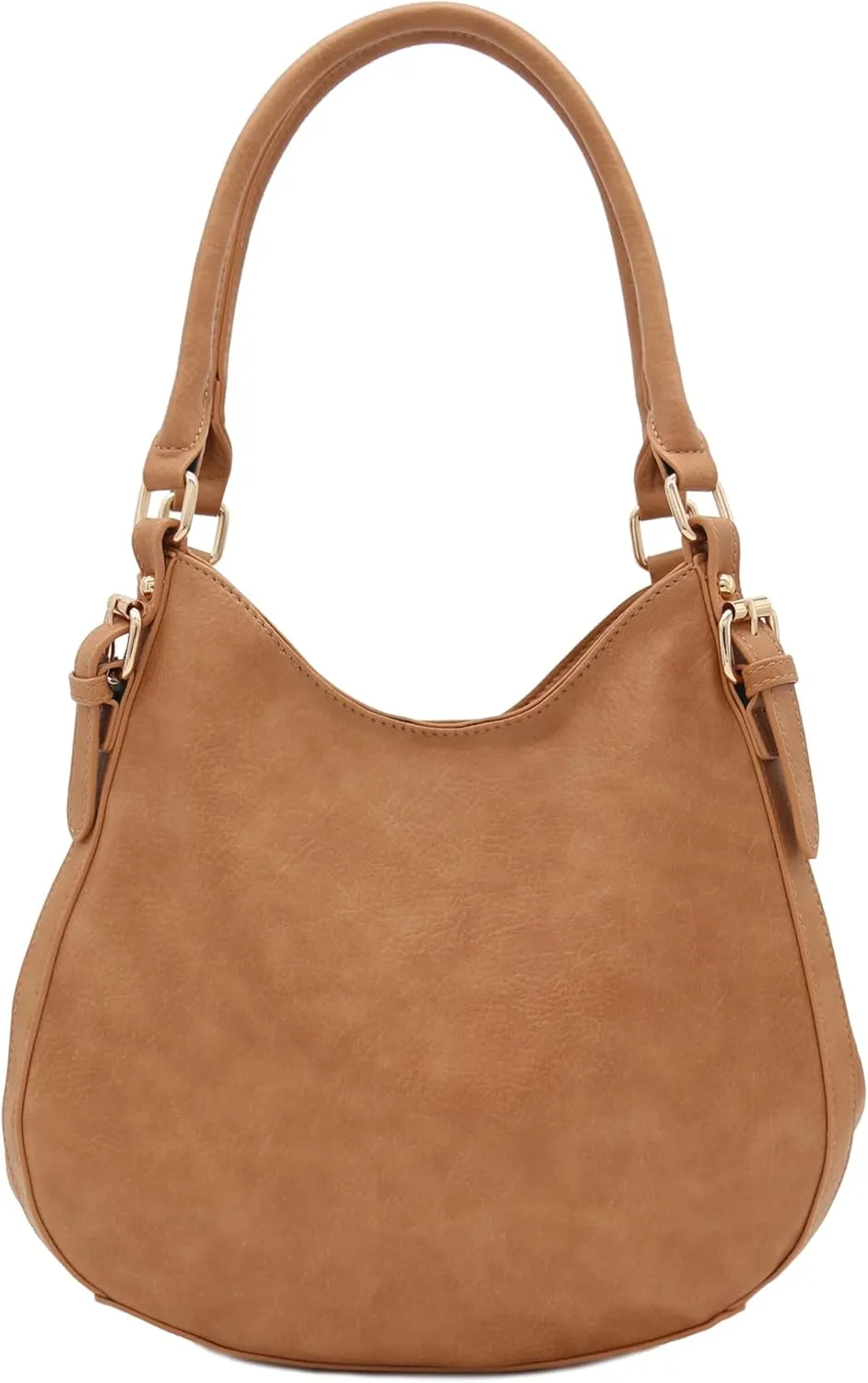 Lightweight 3 Compartment Faux Leather Medium Hobo Bag