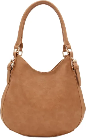 Lightweight 3 Compartment Faux Leather Medium Hobo Bag