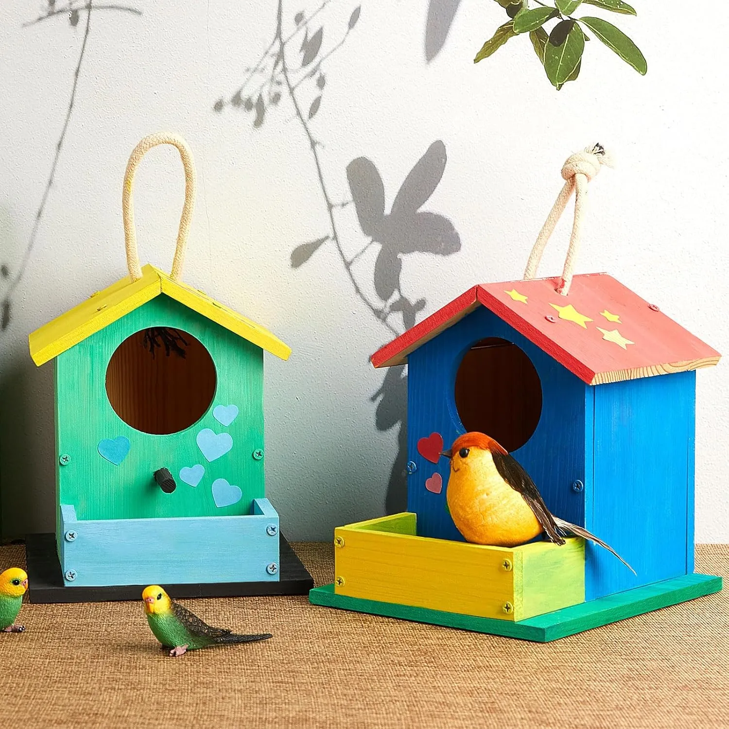 Liliful 6 Pack Wooden Birdhouse Kit DIY Bird House with Paint and Paintbrushes Art and Crafts Painting Kits for Boys Girls Adults Build Paint Classroom Birthday Indoor Outdoor Craft