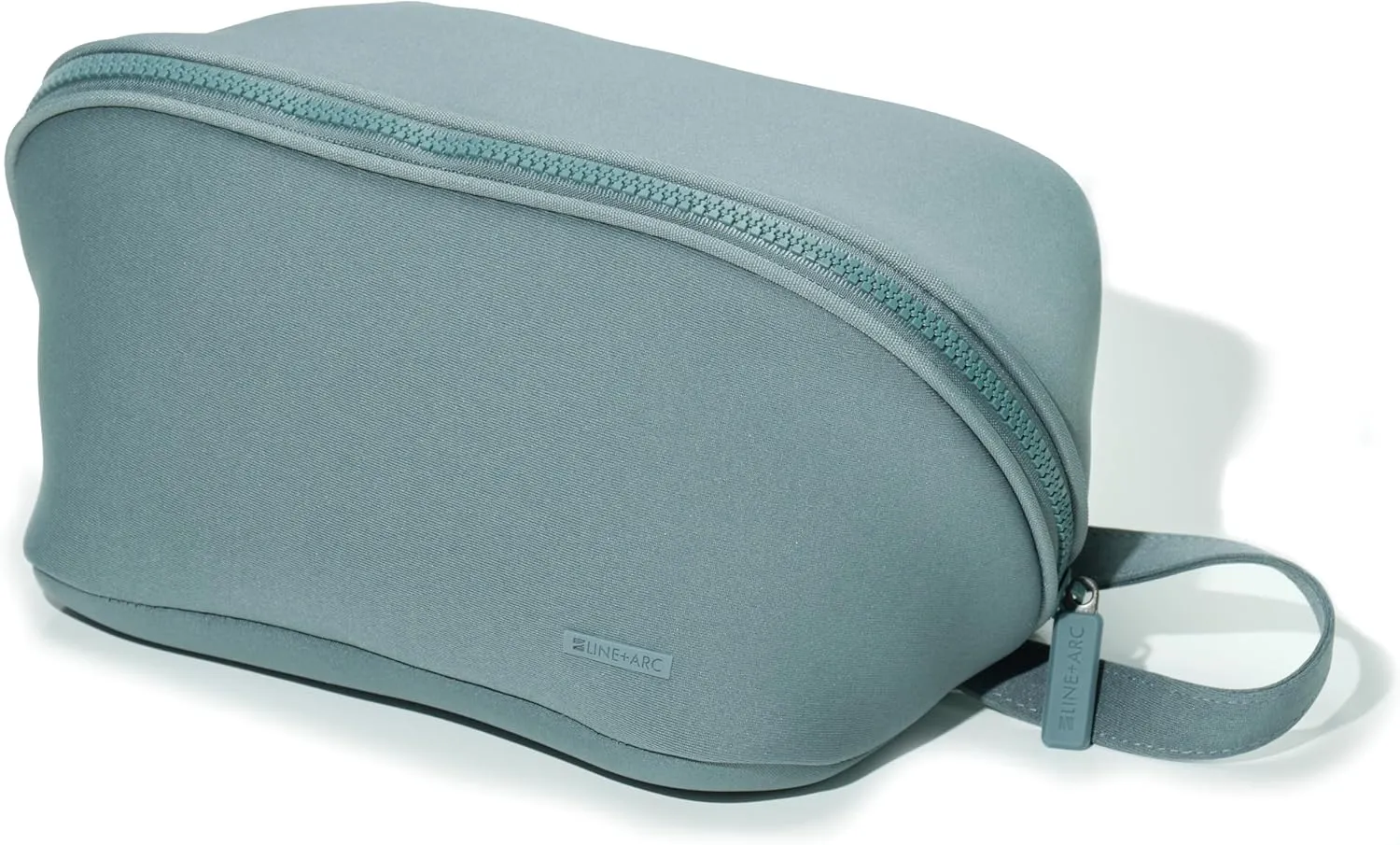 LINE ARC Machine-Washable Neoprene Toiletry Bag (Ocean) Modern Blue Dopp Kit Soft Insulation for Cosmetics Makeup Travel Skincare Shaving Large Case Men Women Overnight Easy-to-Clean