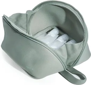 LINE ARC Machine-Washable Neoprene Toiletry Bag (Sage) Modern Green Dopp Kit Soft Insulation for Cosmetics Makeup Travel Skincare Shaving Large Case Men Women Overnight Easy-to-Clean