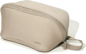 LINE ARC Machine-Washable Neoprene Toiletry Bag (Sandstone) Modern Taupe Beige Dopp Kit Soft Insulation Cosmetics Makeup Travel Skincare Shaving Large Case Men Women Overnight Easy-to-Clean