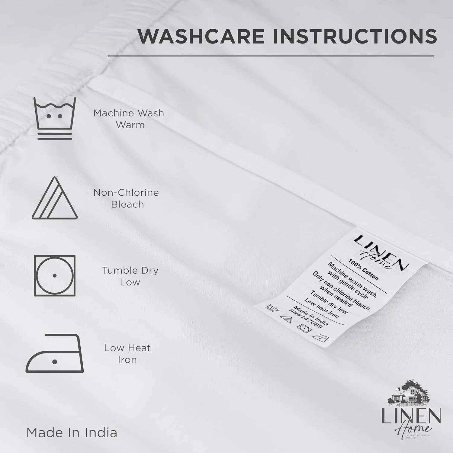 Linen Home 100% Cotton Percale Pillowcases Queen Size, White, 2 Pieces of Pillow Case, Crisp and Cool Strong Bed Linen, 20 inches X 30 inches