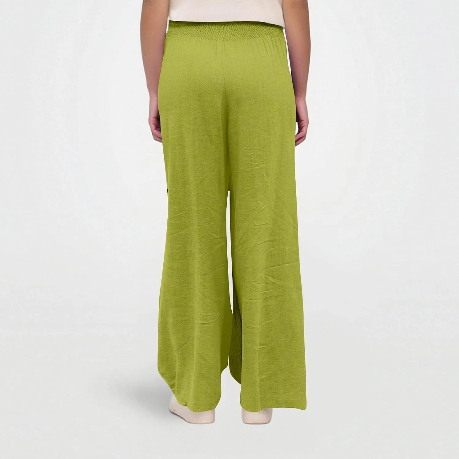 Linen Pants Women Summer High Waisted Palazzo Pants Pleated Lounge Pant Baggy Flowy Trousers with Pockets (S-XXL)