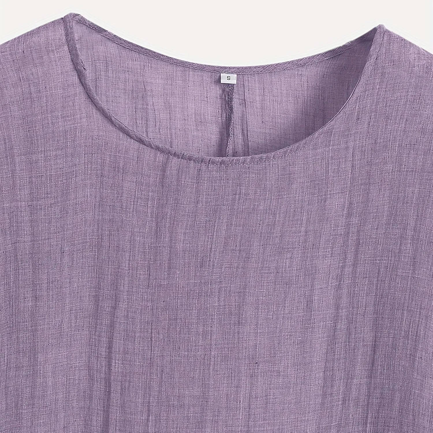 Linen Shirts for Women Short Sleeve Casual Tops Loose Fit Round Neck Blouses Fashion Graphic Print T-Shirts