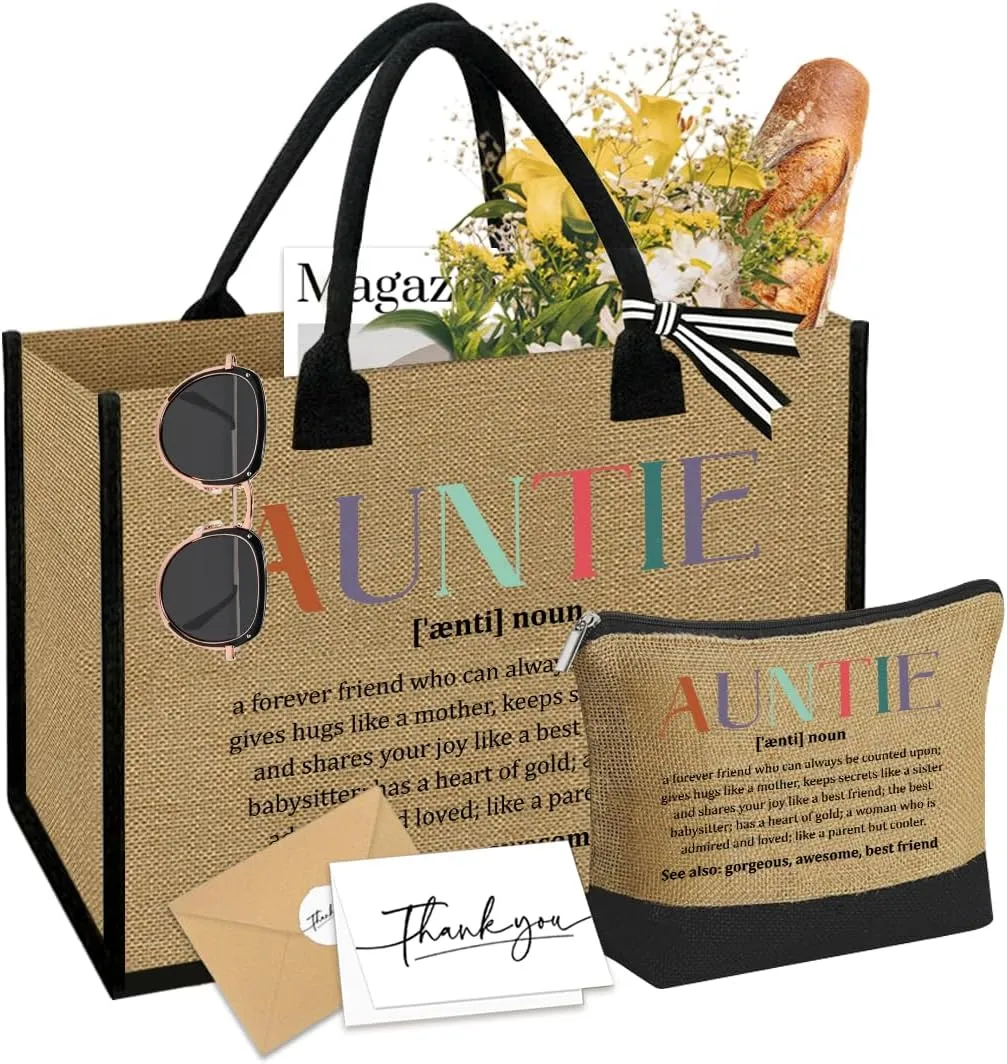 Linen Tote Cosmetic Bag Set Thank You Appreciation Mother's Day Birthday Gifts for Women
