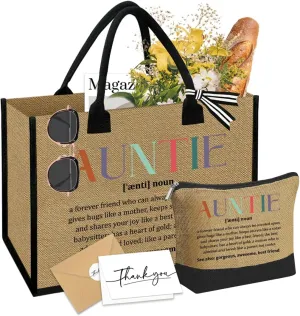 Linen Tote Cosmetic Bag Set Thank You Appreciation Mother's Day Birthday Gifts for Women