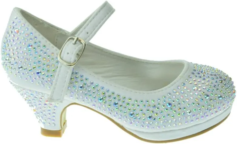 Link Girls Kids Dana-53K Rhinestone Heel Platform Dress Pumps