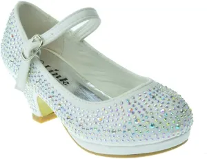 Link Girls Kids Dana-53K Rhinestone Heel Platform Dress Pumps