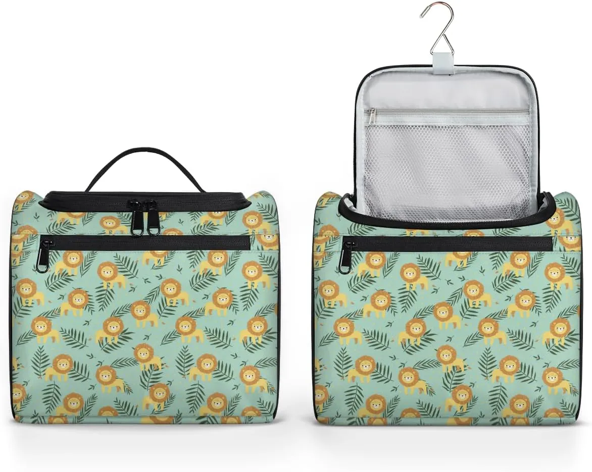 Lion Large Travel Toiletry Bag for Women, Travel Organizer for Toiletries, Waterproof Makeup Cosmetic Bag with Handle