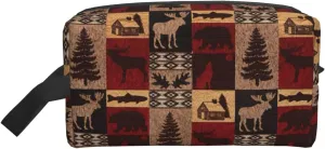Lodge Bear Deer Fish Print Travel Toiletry Organizer Bag, Cosmetic & Storage Pouch For Travel And Daily Use