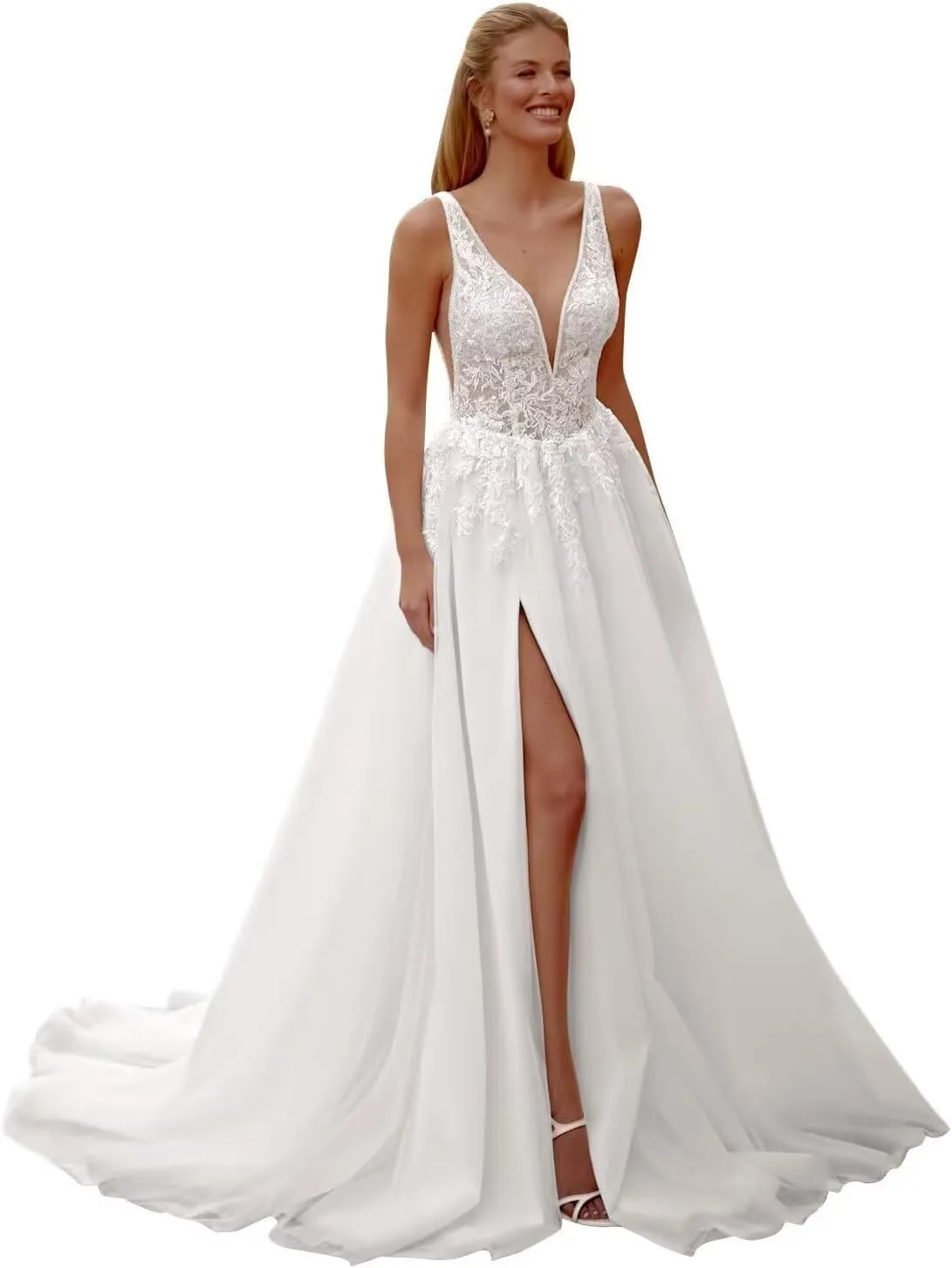 Long Boho Wedding Dresses for Bride 2025 Lace Beach Wedding Gowns for Women Bohemian Bridal Dress