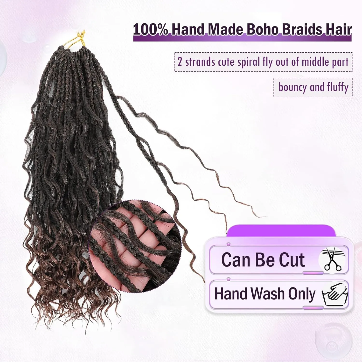Long Goddess Box Braids Crochet Hair For Black Women-24 Inch 8 pack Pre Looped Boho Crochet Braids Prelooped Bohemian Boho Braids With Curly Ends Hair Extension（24in,1b/30）
