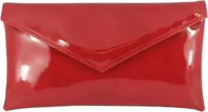 LONI Womens Neat Envelope Faux Leather Patent Clutch Bag/Shoulder Bag