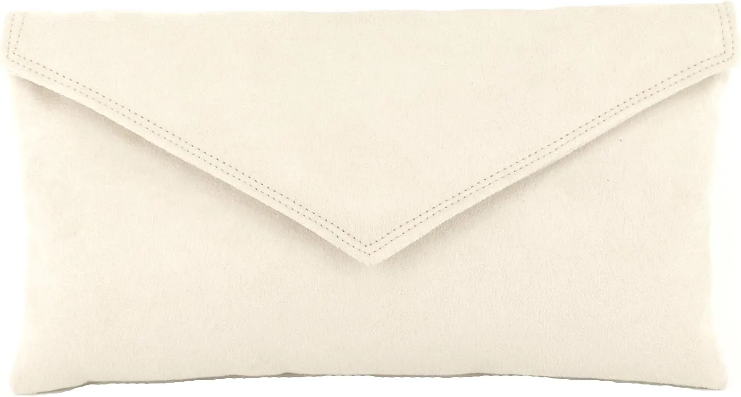 LONI Womens Neat Envelope Faux Suede Clutch Bag/Shoulder Bag