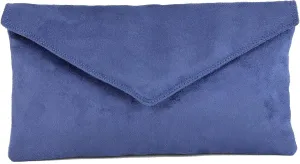 LONI Womens Neat Envelope Faux Suede Clutch Bag/Shoulder Bag