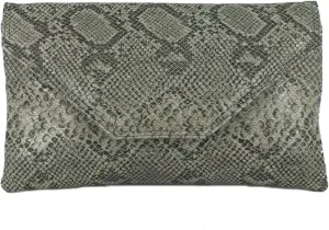 LONI Womens Stylish Large Envelope Faux Snakeskin Clutch Bag/Shoulder Bag