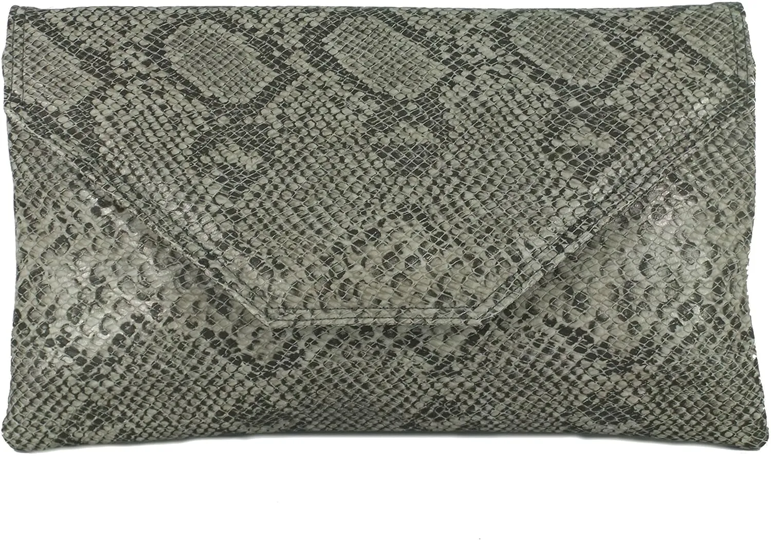 LONI Womens Stylish Large Envelope Faux Snakeskin Clutch Bag/Shoulder Bag