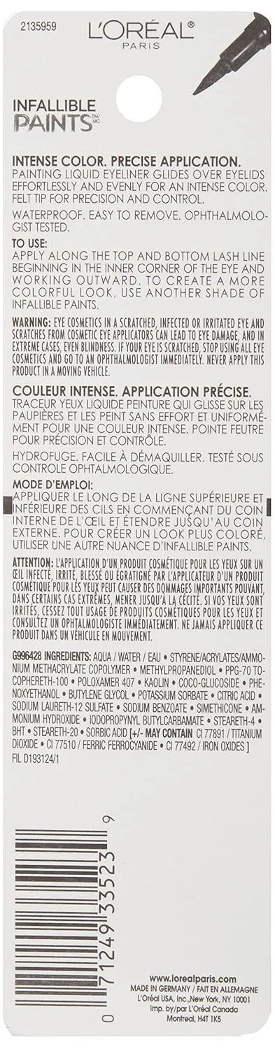 L'Oréal Paris Infallible Paints Eyeliner, White Party, 0.034 fl. oz.