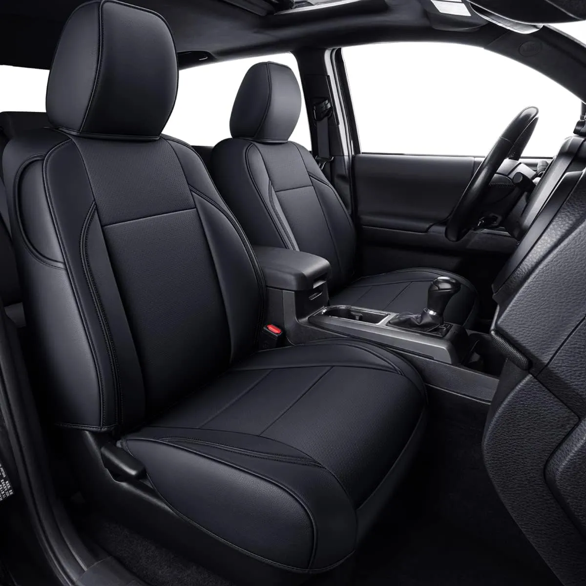 LUCKYMAN CLUB Tacoma Custom Fit Seat Covers for 2016-2023 Tacoma Crew Cab with Faux Leather (Black)