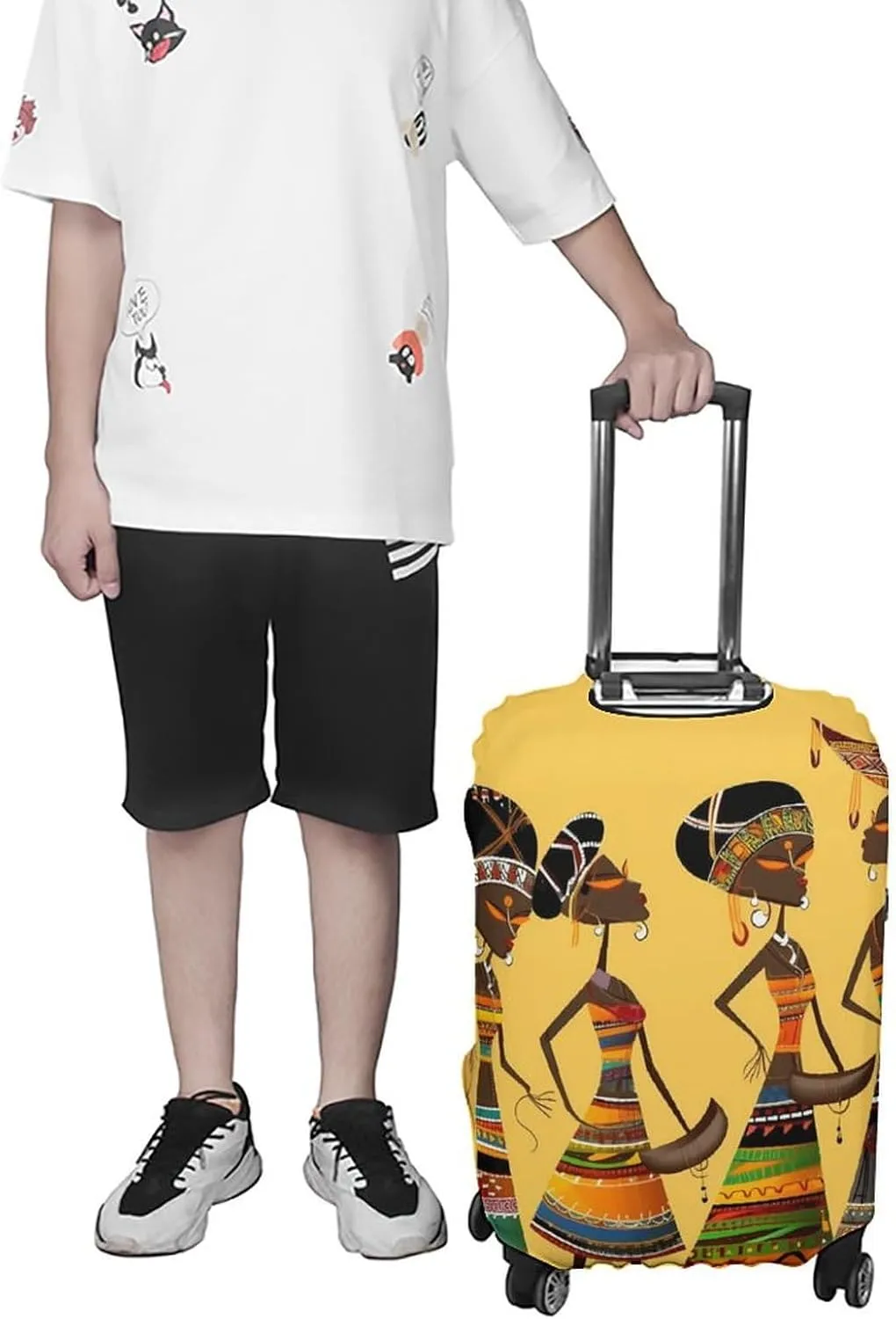 Luggage Cover for Travel, Creative African Culture Fashion Luggage Covers, Washable Stretch Suitcases Protector Fits 19-32 Inch Luggage L