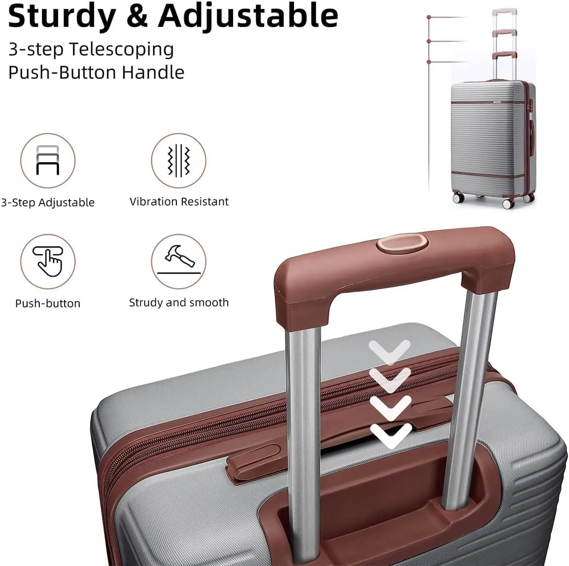 Luggage Sets 6 Piece with two Cosmetic Case, Expandable(Only 28 & 24") Hardside Luggage with 360° Spinner Wheels, Durable Luggage Set Clearance For Women Men, Silver
