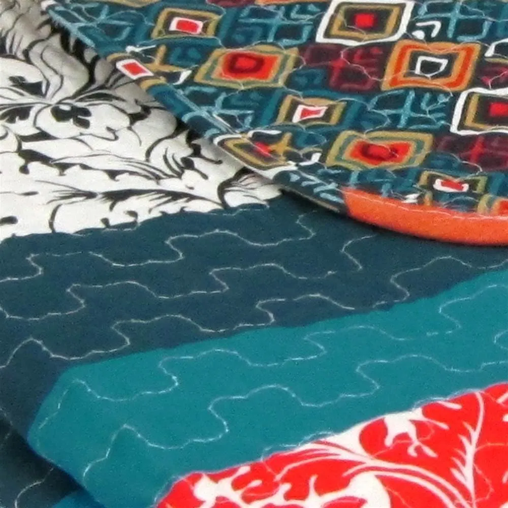 Lush Decor Boho Reversible Throw Colorful Striped Pattern Bohemian Blanket, 60” x 50”, Turquoise and Tangerine