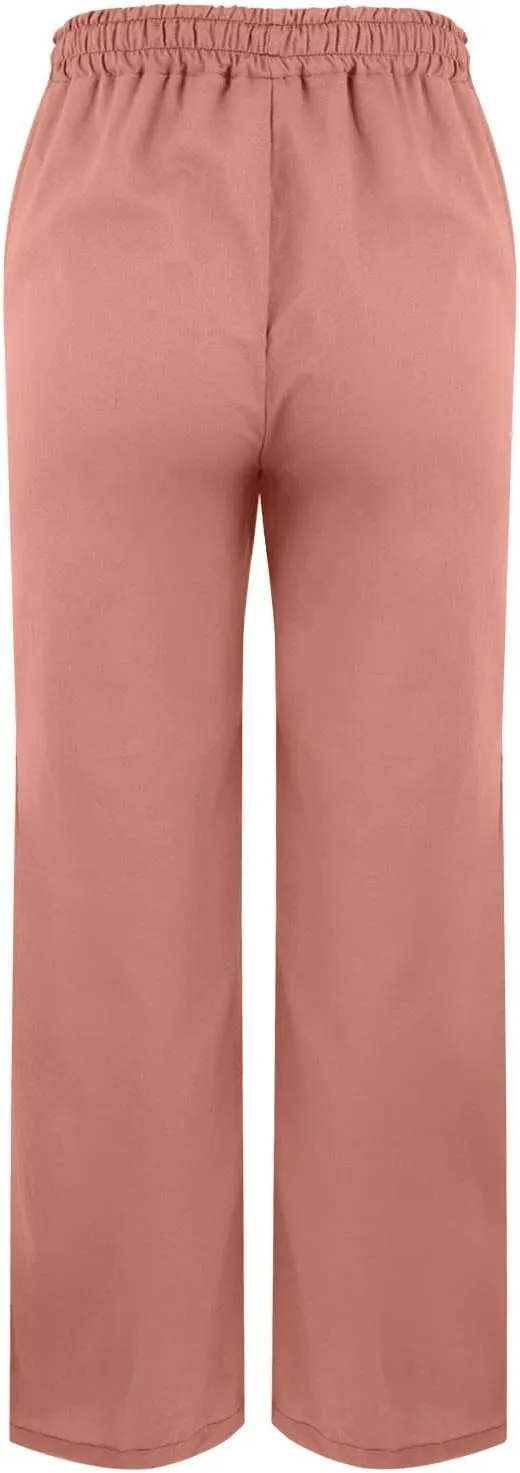 Luxury Linen Blend Trousers High Waist Wide Leg Women's 2025 Summer Beach Palazzo Pants with Belt Loops
