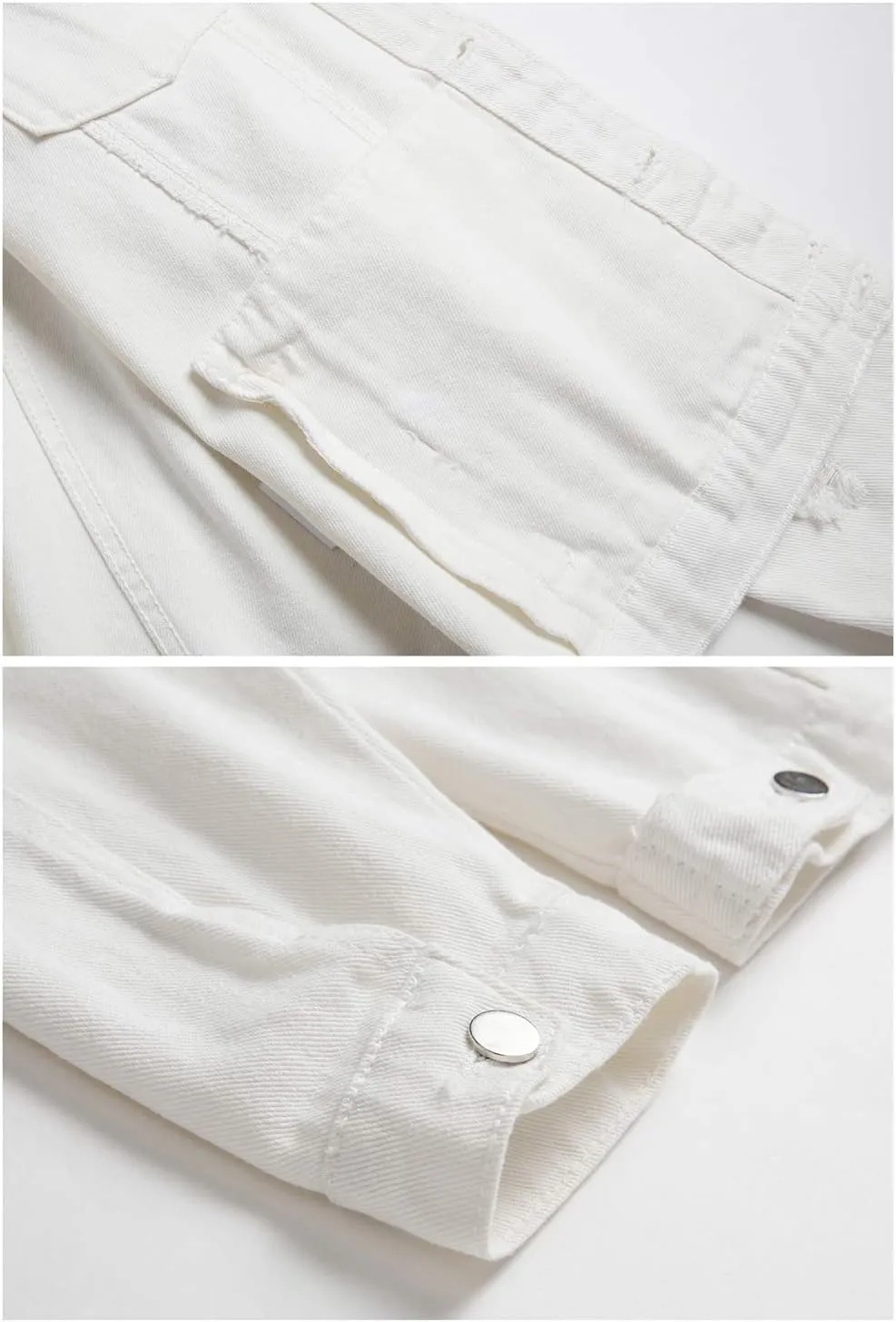 LZLER Jean Jacket for Men,Separable Left&Right Ripped Slim Fit Mens Denim Jacket