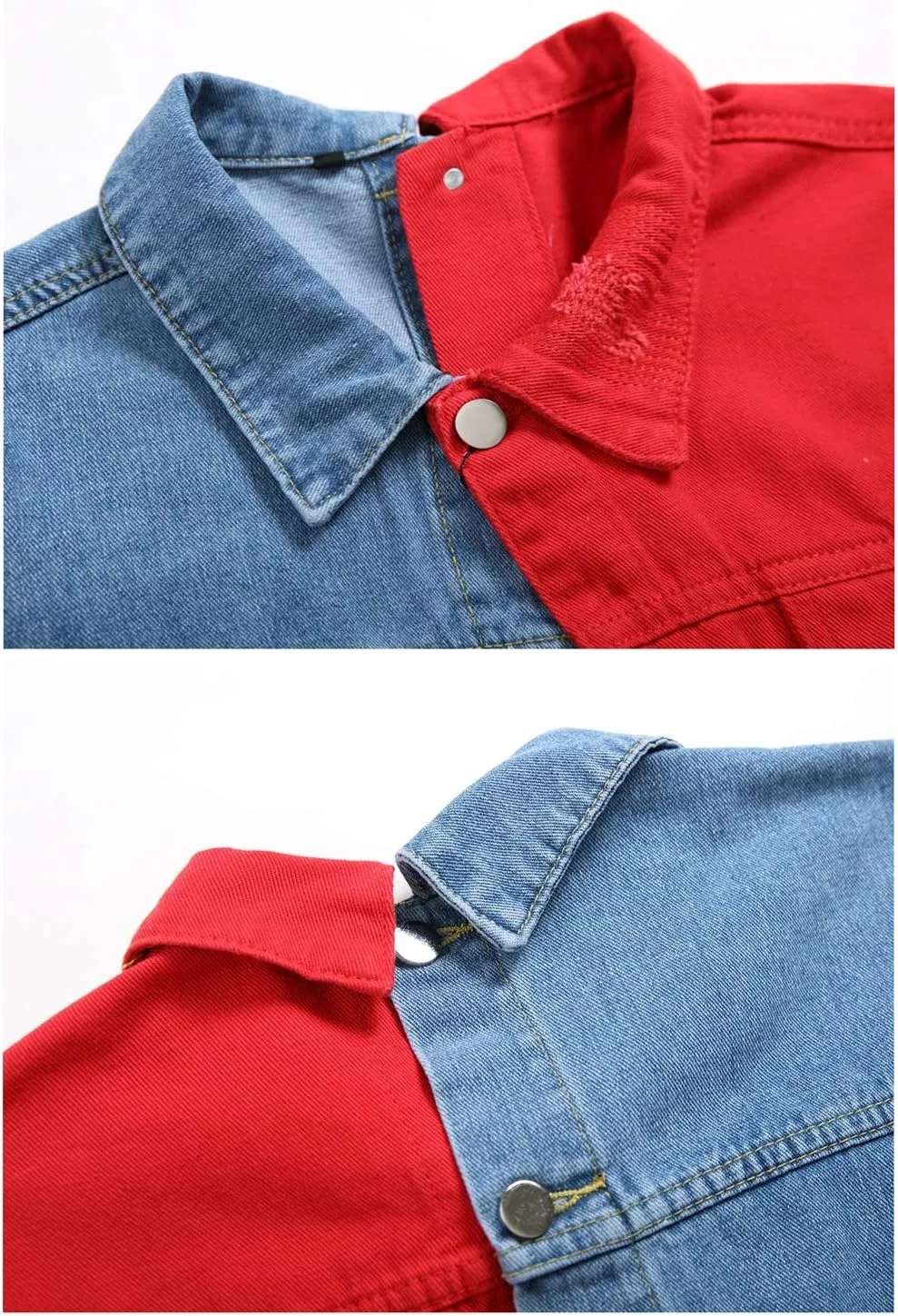 LZLER Jean Jacket for Men,Separable Left&Right Ripped Slim Fit Mens Denim Jacket