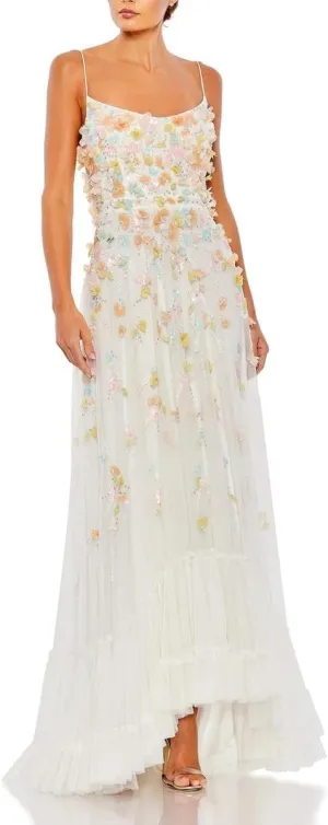 Mac Duggal Womens Embellished Crepe Evening Dress