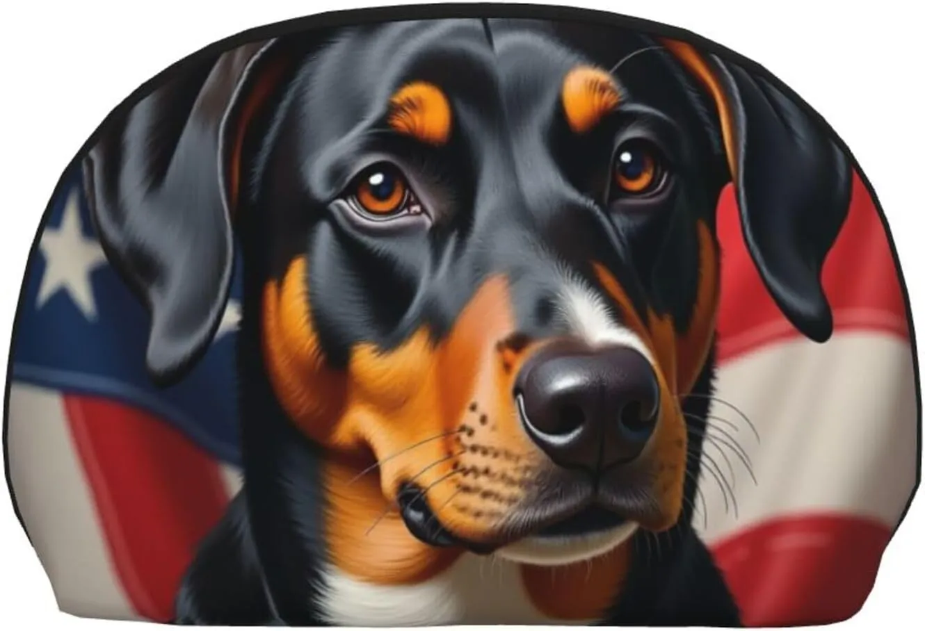Makeup Bag for Purse Compatible with American Us Flag Boston Terrier, Small Makeup Zipper Pouch, Travel Cosmetic Bag Coin Purse, Portable Toiletry Storage Pouch Bag for Women
