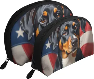 Makeup Bag for Purse Compatible with American Us Flag Boston Terrier, Small Makeup Zipper Pouch, Travel Cosmetic Bag Coin Purse, Portable Toiletry Storage Pouch Bag for Women