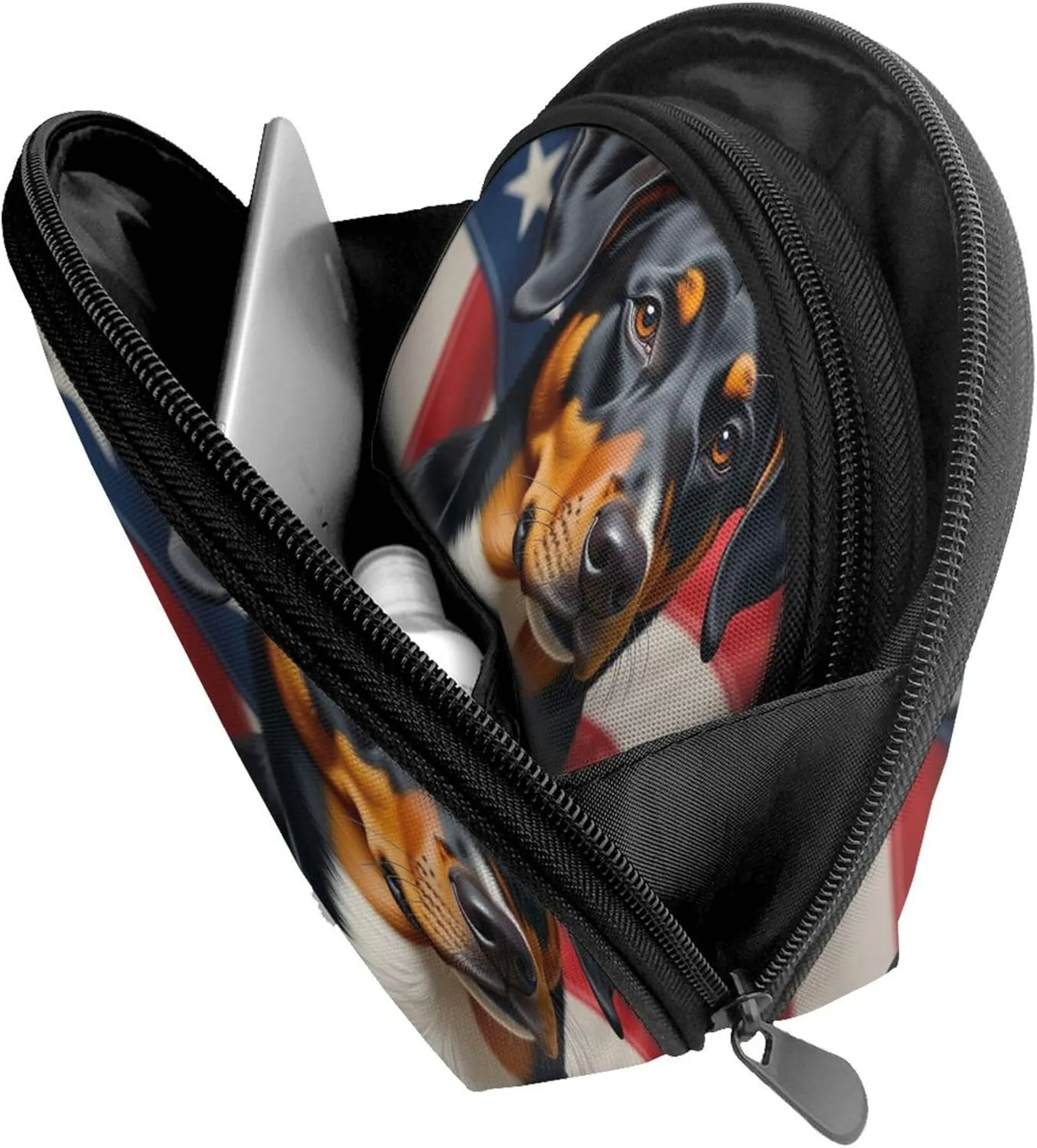 Makeup Bag for Purse Compatible with American Us Flag Boston Terrier, Small Makeup Zipper Pouch, Travel Cosmetic Bag Coin Purse, Portable Toiletry Storage Pouch Bag for Women